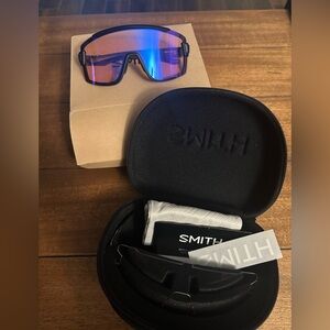 SMITH Black Frame Sunglasses with Blue Mirror Lenses